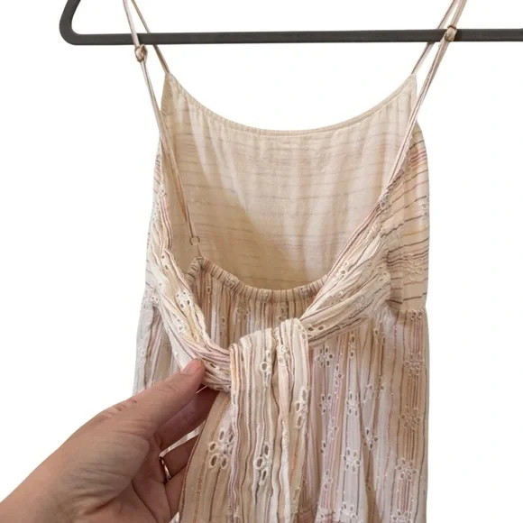 L*Space Santorini Maxi Dress "Falling For You" Eyelet Metallic Stripes Sz M - Picture 10 of 12